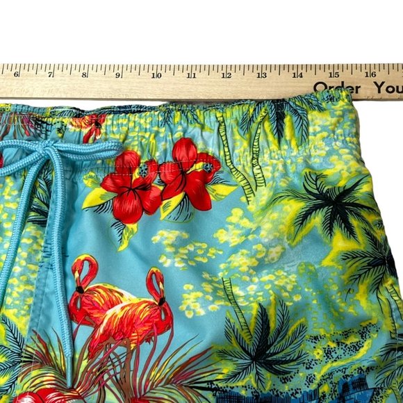 George Swimwear Mens Medium 32-34 Flamingo Mesh Lined Pineapple Trunks Shorts - Picture 9 of 11